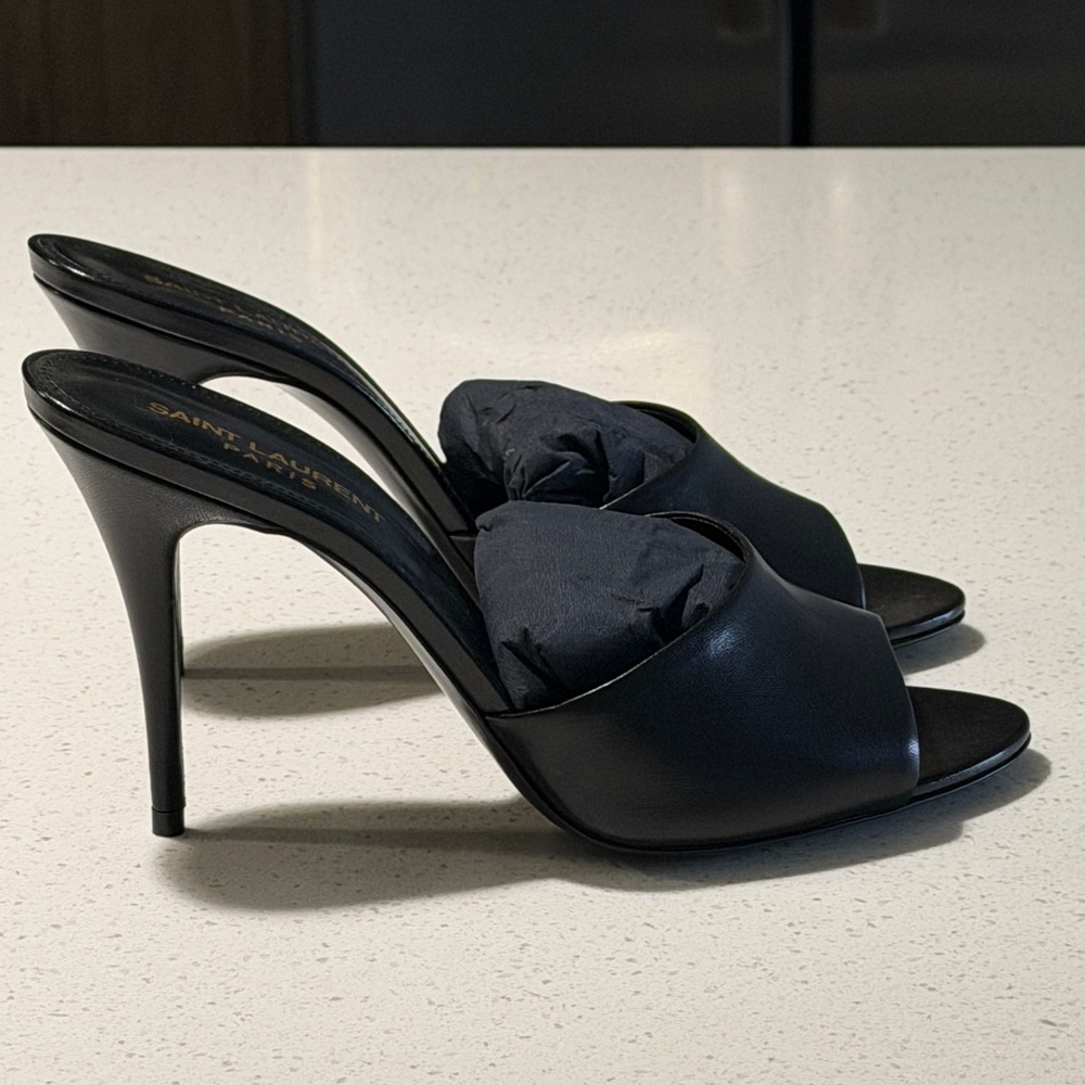 Saint Laurent Black Open-Toe Heels
